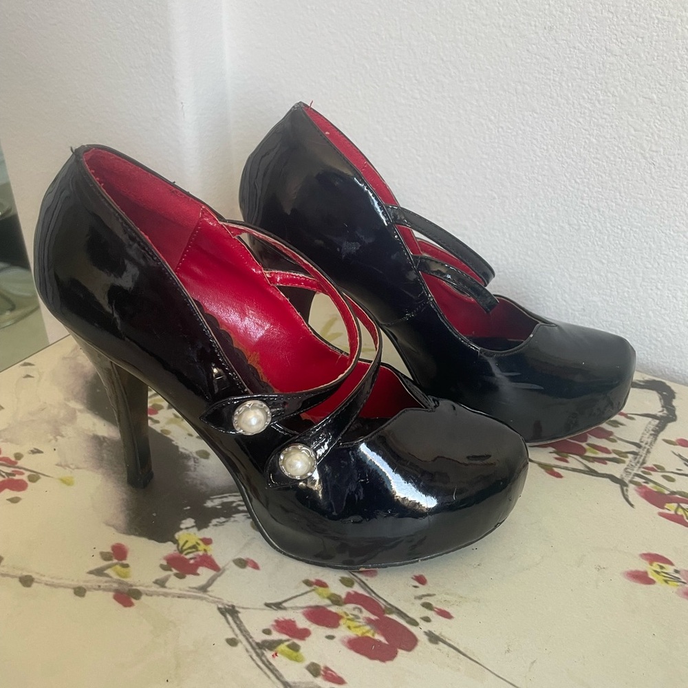 Bettie Page Black Platform Stiletto Heels
